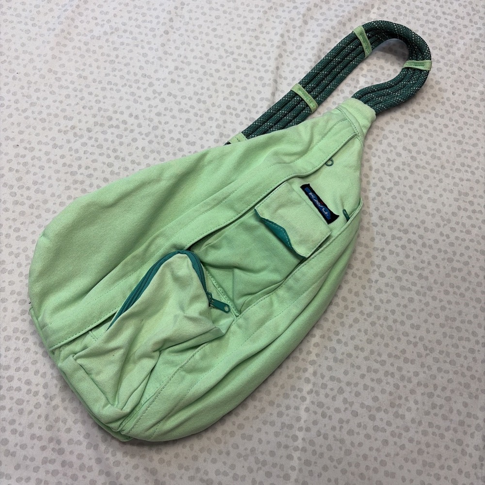 KAVU Rope Sling Bag Crossbody Shoulder Hiking Backpack Mint/Turquoise